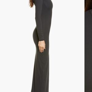 SKIMS Long Sleeve Maxi Dress in Charcoal Black
